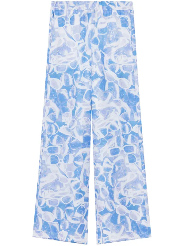 Stella McCartney Sunglasses Print Pajama Trousers in Blue