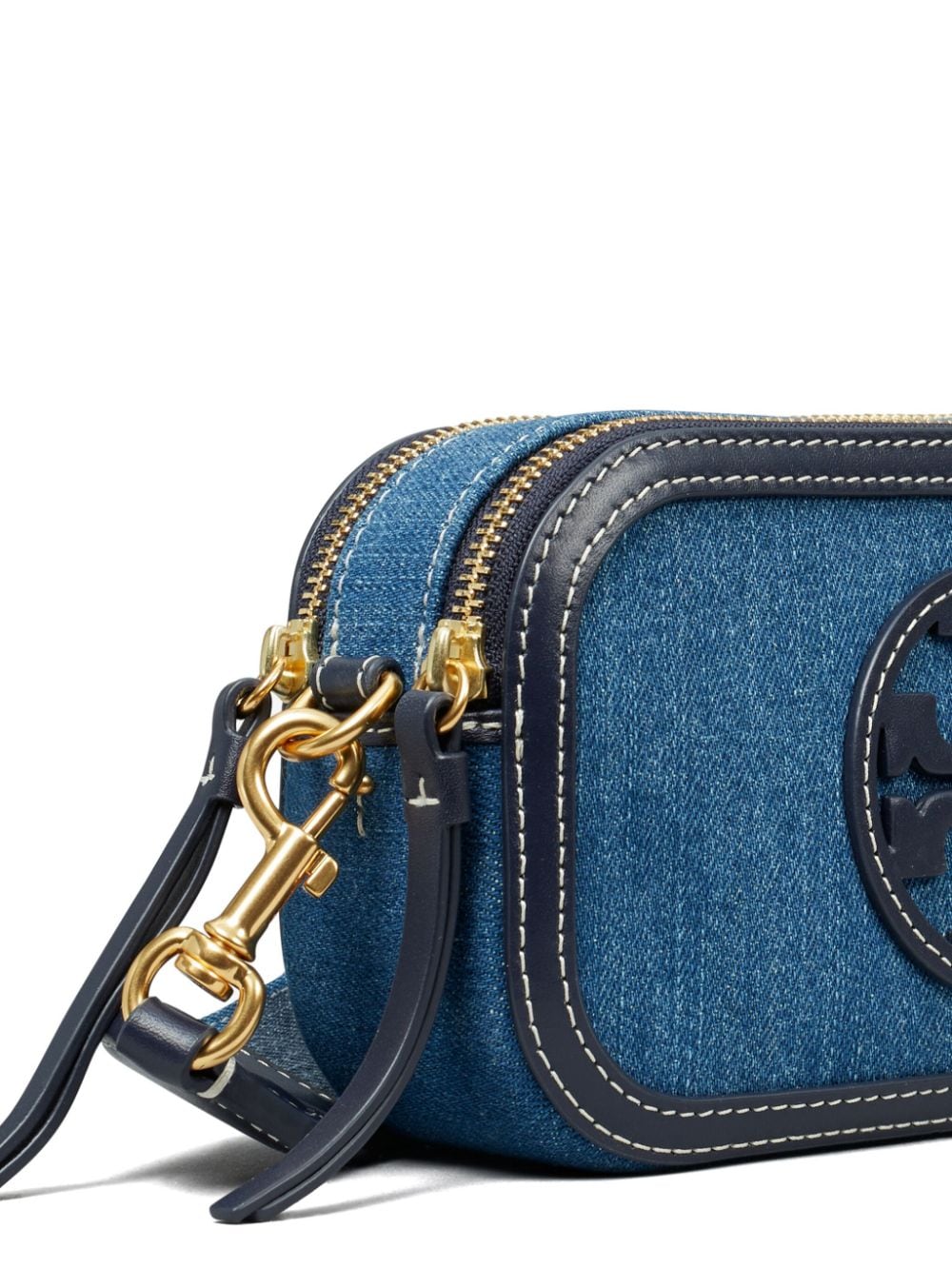 Shop Tory Burch Mini Miller Denim Crossbody Bag In Blue