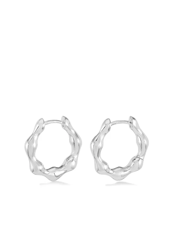 DOWER AND HALL Hinged Huggie Hoop Earrings Silver