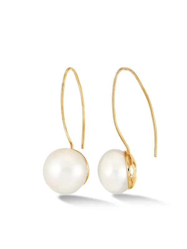 DOWER AND HALL Timeless 14mm Long White Pearl Earrings