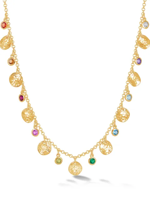 DOWER AND HALL hammered disc and gemstone array necklace