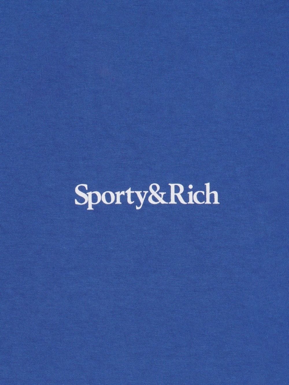 Sporty & Rich slogan-print cotton T-shirt Blauw