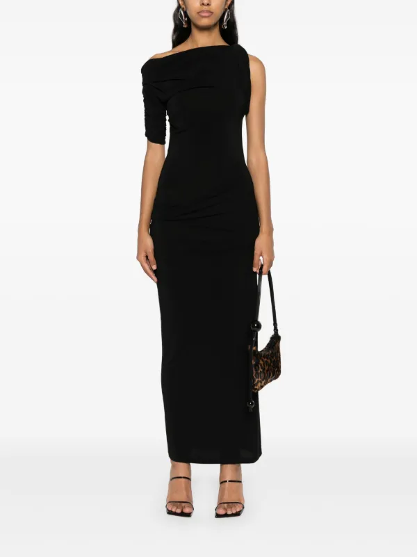 Jacquemus La Robe Drapeado Midi Dress | Black | FARFETCH