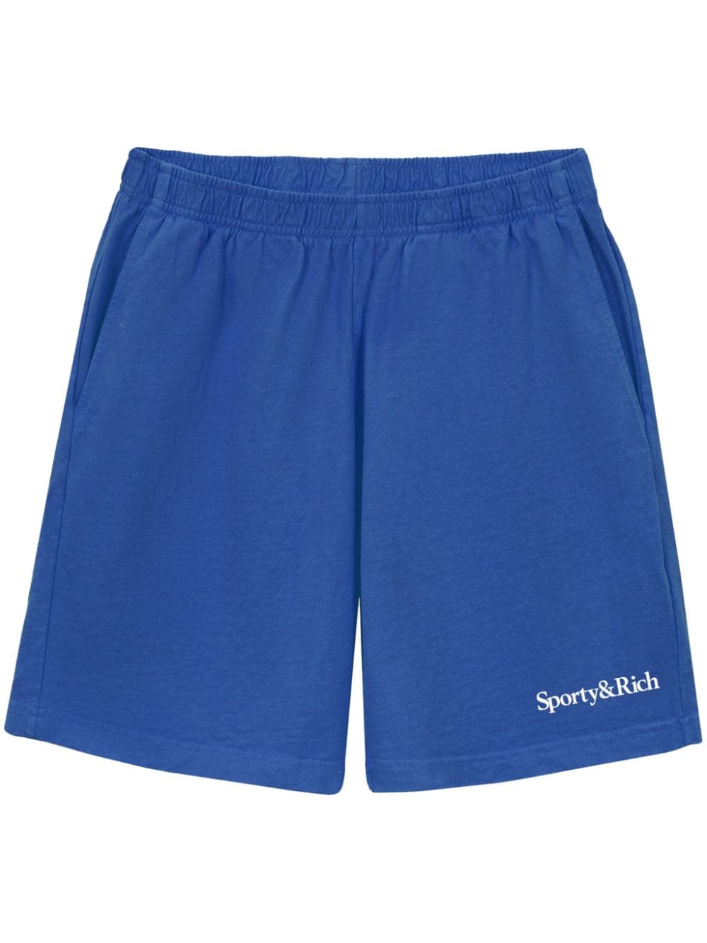 Sporty And Rich Logo-print Cotton Track Shorts In Blau