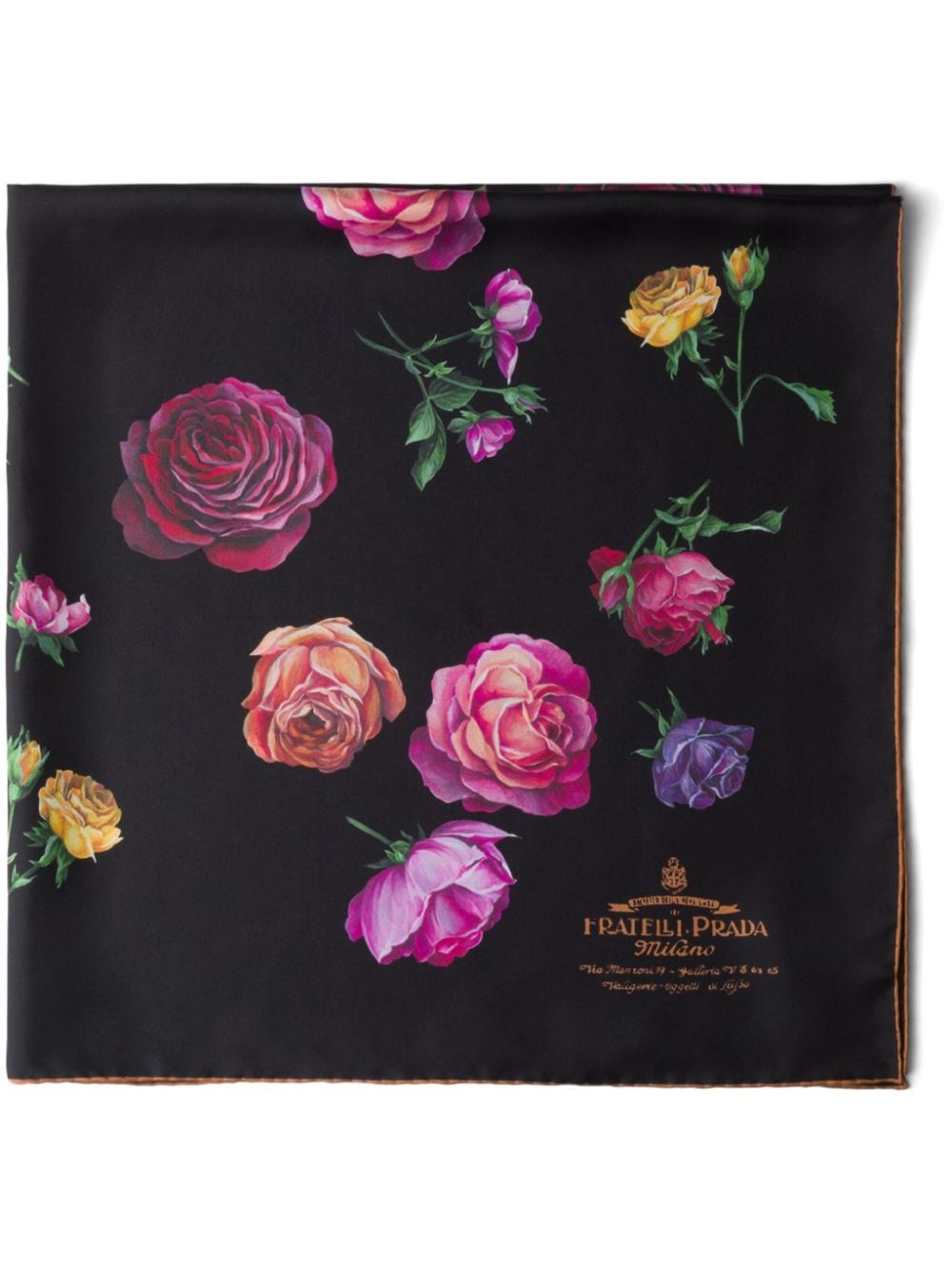 Prada floral-print silk scarf Zwart