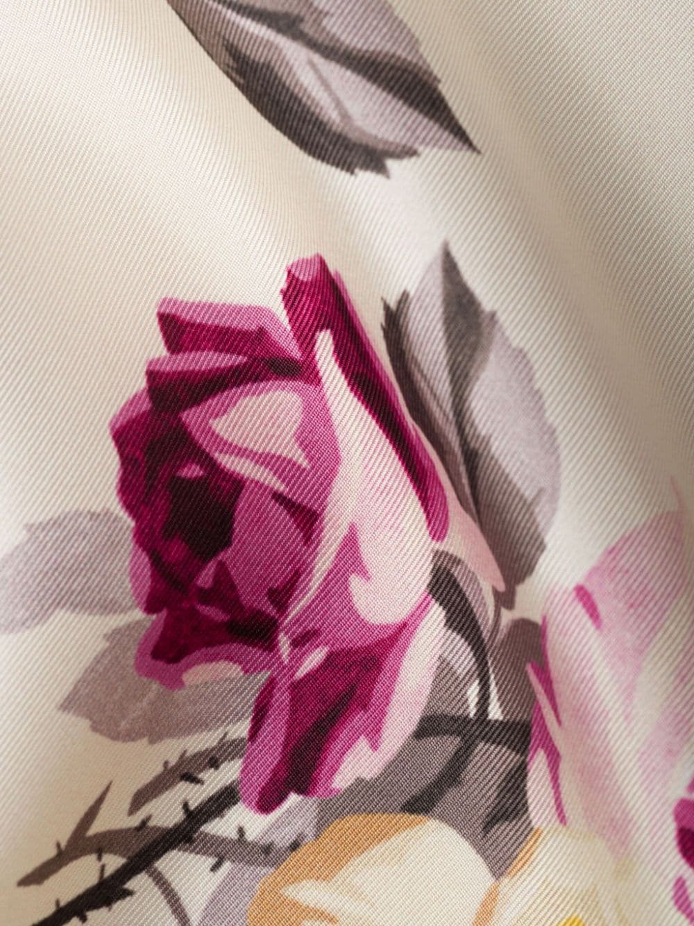 Shop Prada Floral-print Silk Scarf In Neutrals