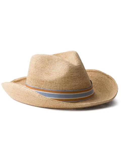 Prada triangle-logo woven raffia hat