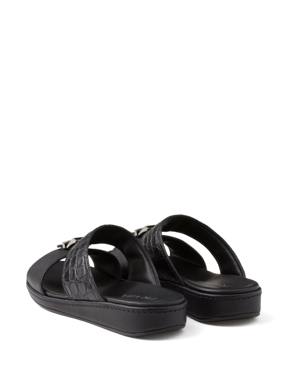 Prada Leren sandalen met bandjes Zwart