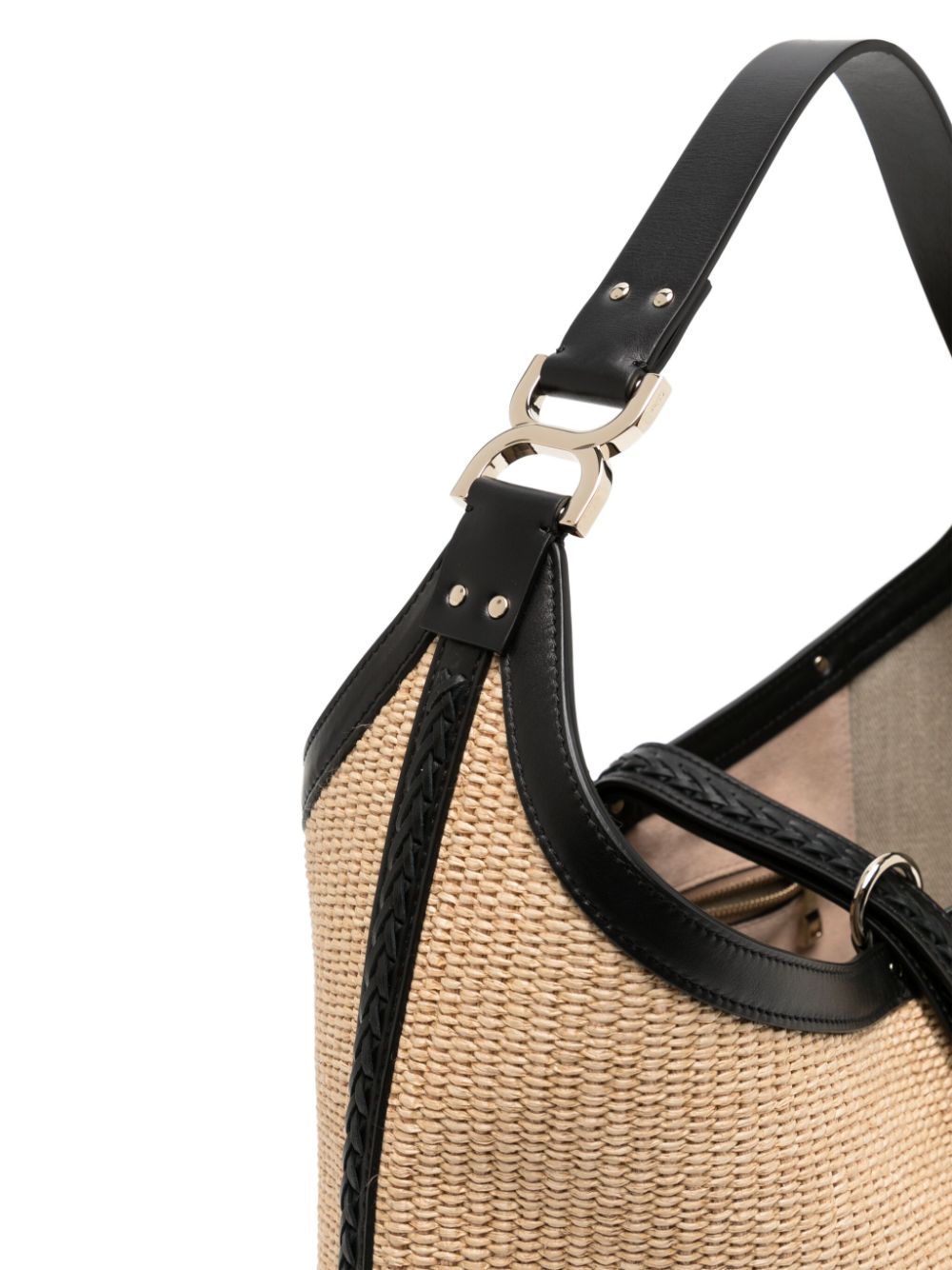 Shop Chloé Marcie Raffia Tote Bag In Brown