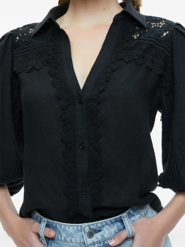 Alice + Olivia Venty Linen Shirt | Black | FARFETCH
