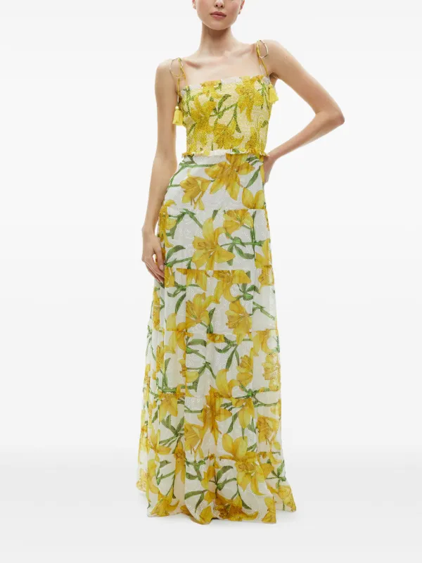 Alice+Olivia ★【マキシドレス】MARNA TIERED MAXI DRESS Marna Tiered Maxi Dress In Off White | Alice + Olivia