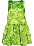 Amsale floral-jacquard boat-neck dress - Green