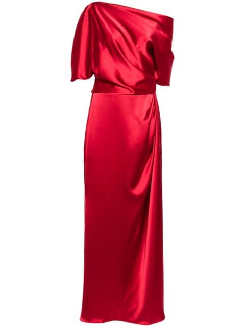 Amsale off-shoulder satin gown