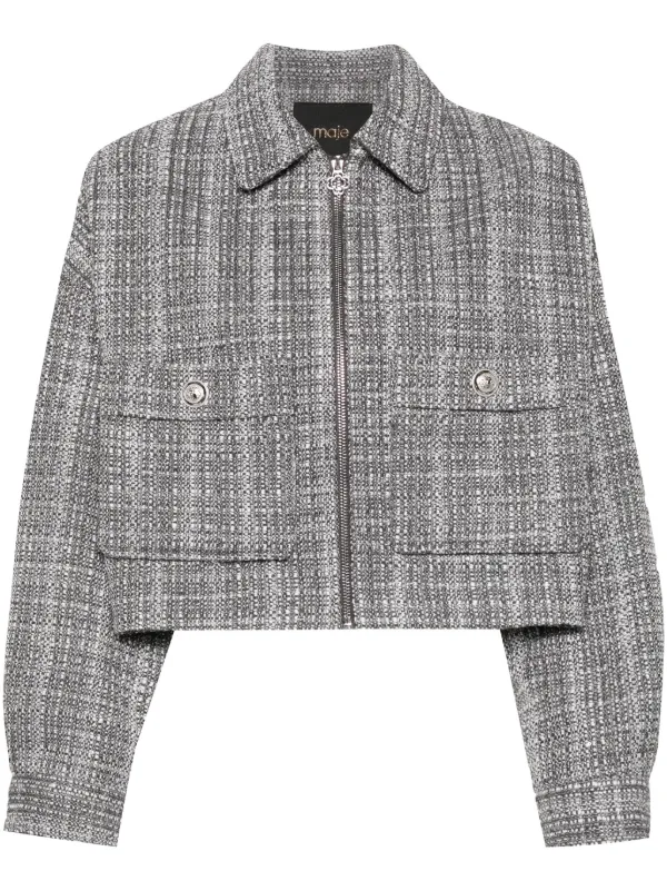 Maje Short Tweed Jacket Grey FARFETCH AZ