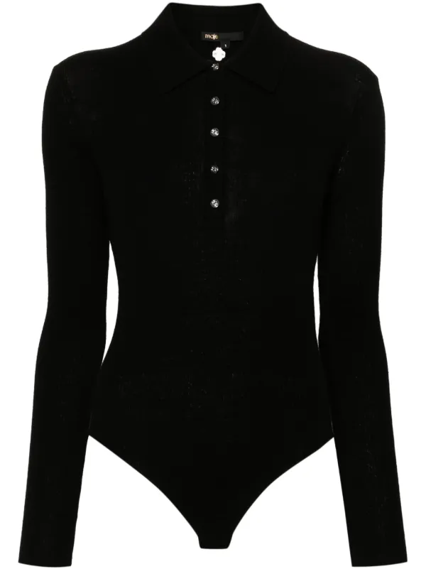 Maje wool silk bodysuit women Spandex Elastane Polyamide Wool Silk 0 Black