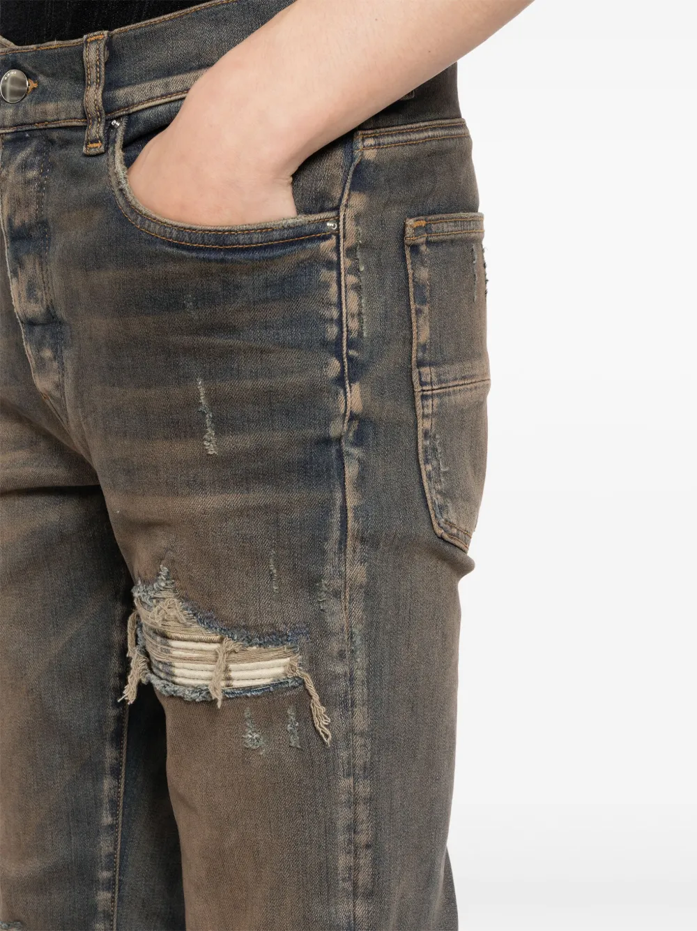 AMIRI MX1 gerafelde skinny jeans Blauw