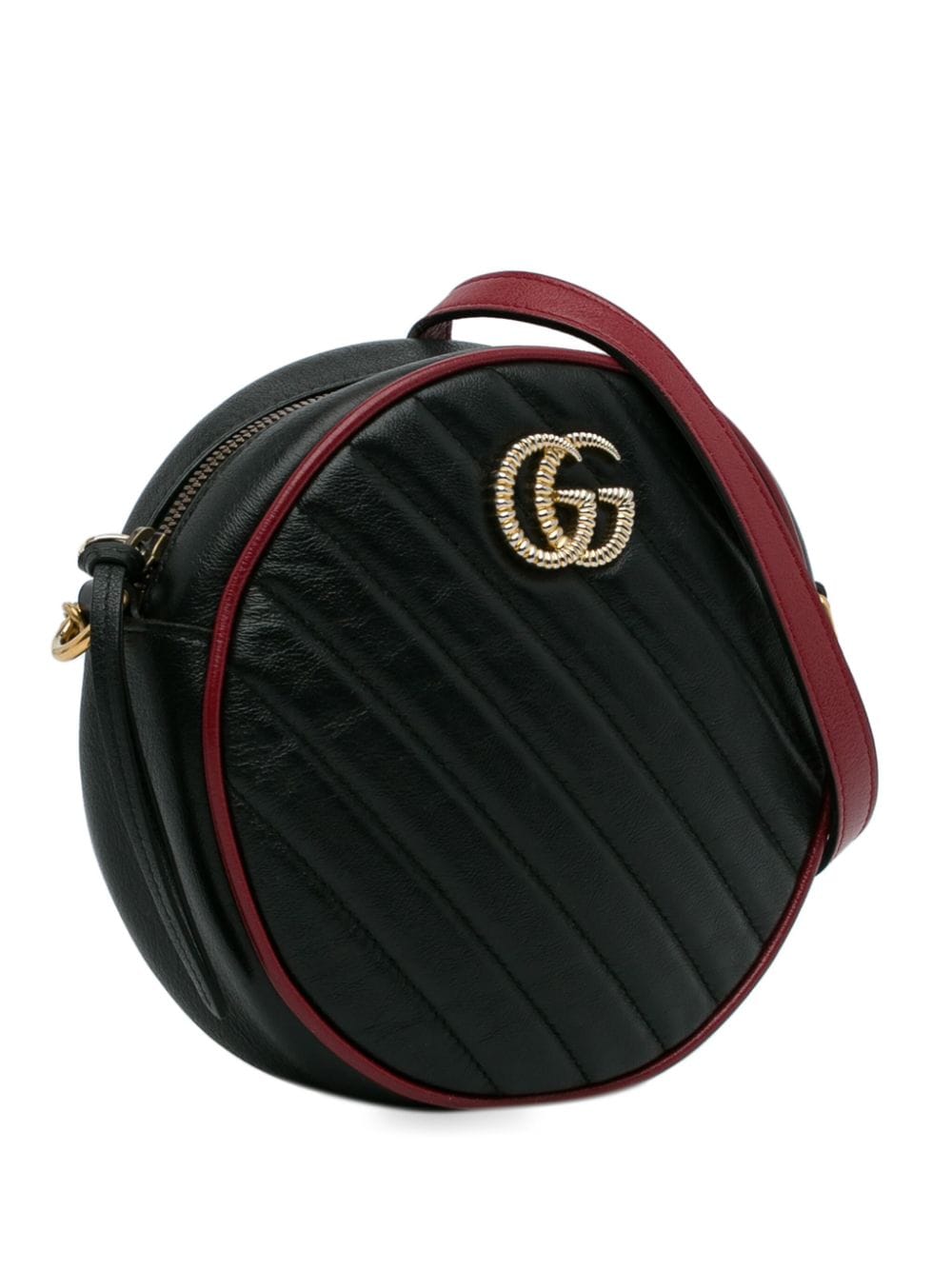 Pre-owned Gucci 2016-2023 Mini Torchon Gg Marmont Round Crossbody Bag In Black