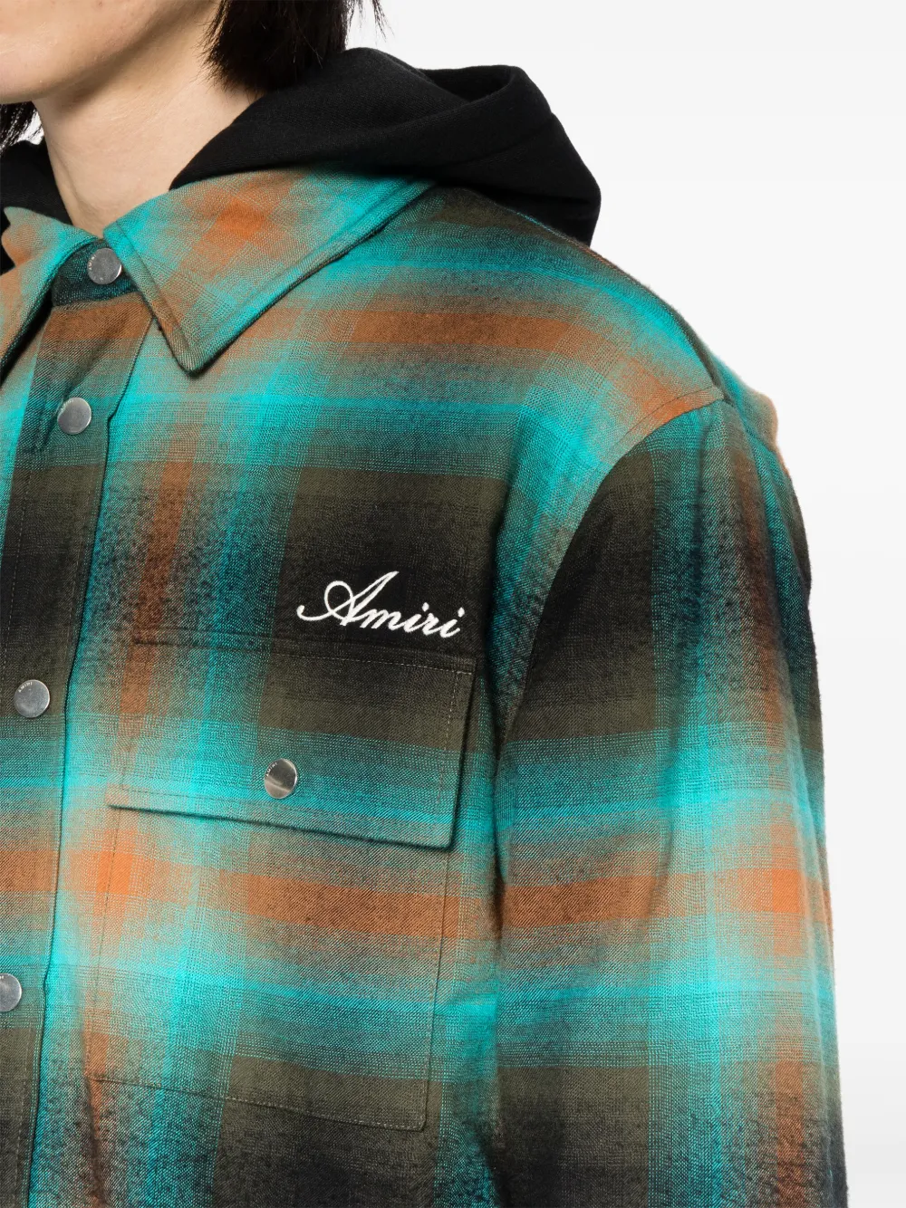 AMIRI Geruit shirtjack met geborduurd logo Bruin