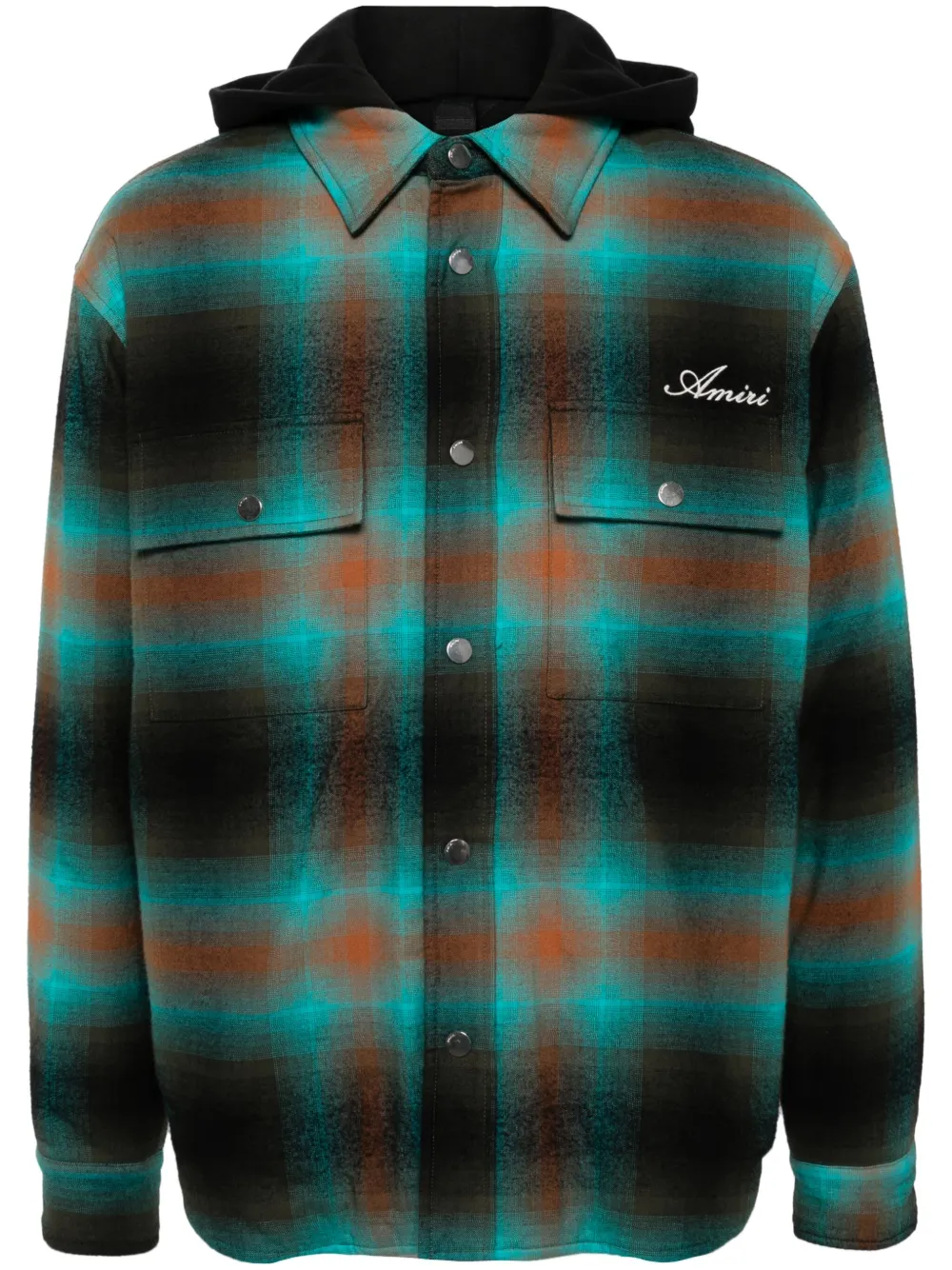AMIRI Geruit shirtjack met geborduurd logo Bruin