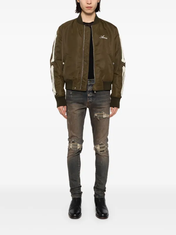 AMIRI ミリタリージャケット オリーブグリーン AMIRI Bones Bomber Jacket | Green | FARFETCH