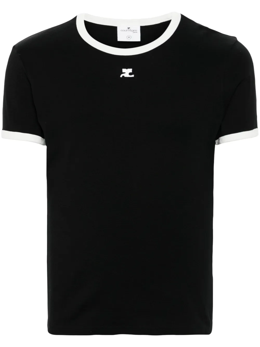 Courrèges Bumpy Embroidered Logo Ringer T-shirt In Black