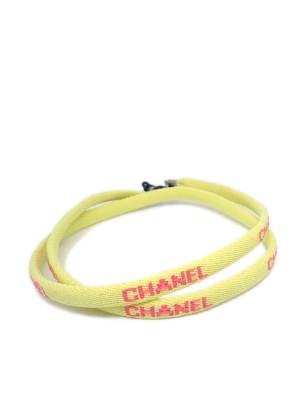 Pre-owned Chanel 2000 Logo-embroidered Sunglasses Strap In Yellow