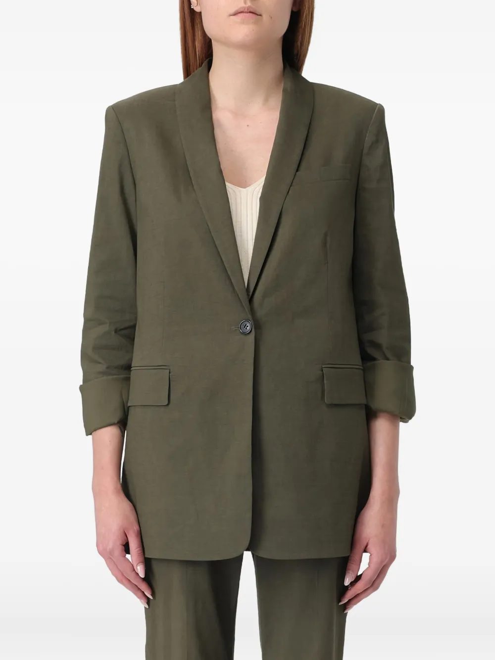 Theory Single-button Lapel Jacket In Green