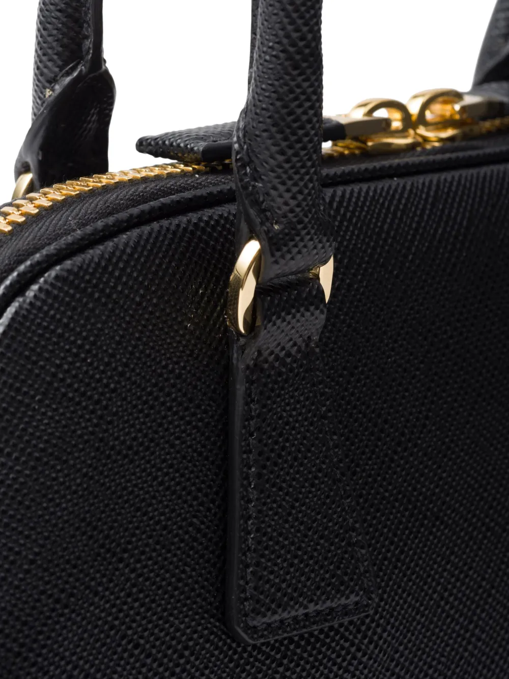 Prada Re-nylon And Leather Medium Top-handle Bag With Padlock In Schwarz