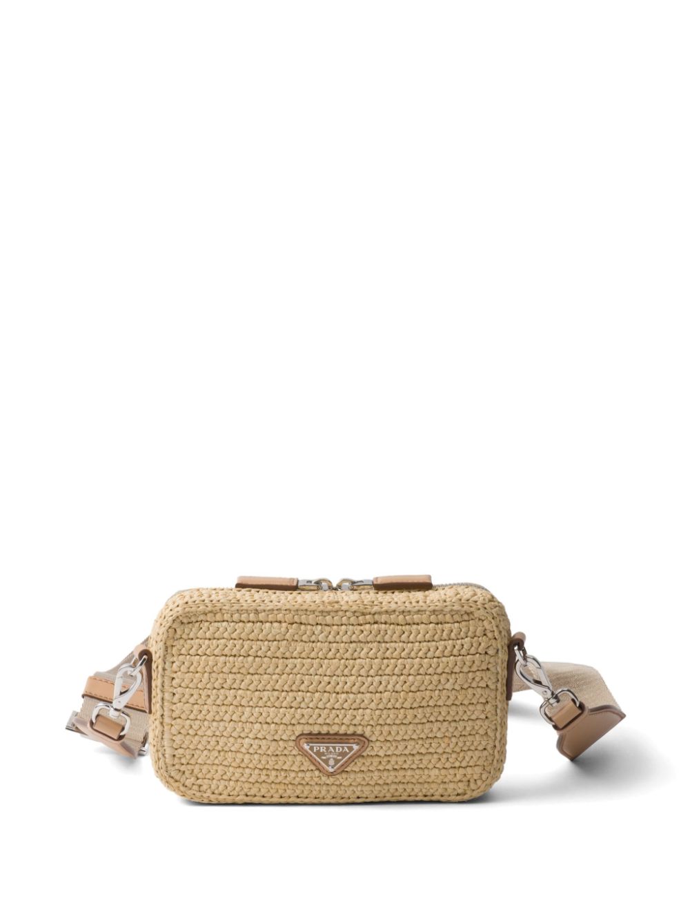 Shop Prada Brique Crochet Shoulder Bag In Neutrals