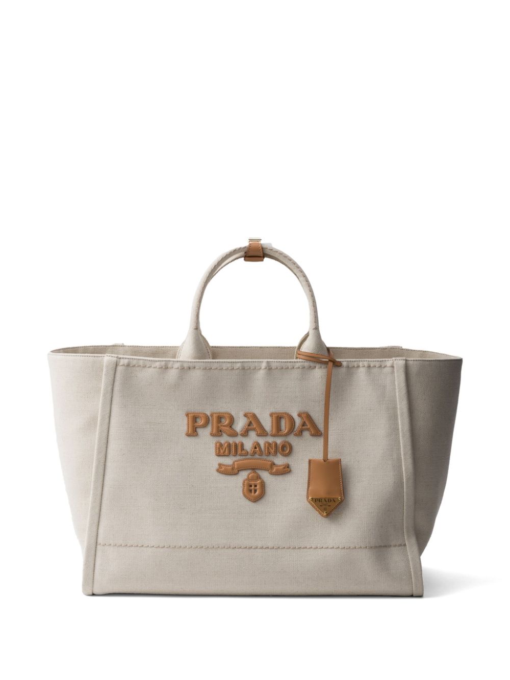 Prada Linen Tote Bag In Gold
