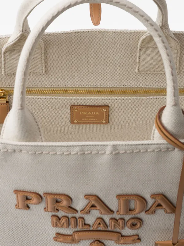 Prada Linen Tote Bag | Neutrals | FARFETCH