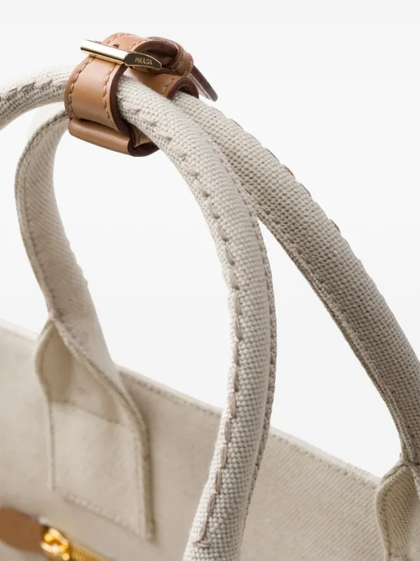 トートバッグ Prada Cotton And Linen Tote Bag Prada Linen Tote Bag | Neutrals | FARFETCH