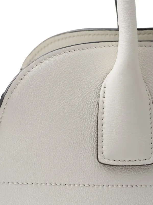 Prada Medium logo-stamp Leather Tote Bag | White | FARFETCH