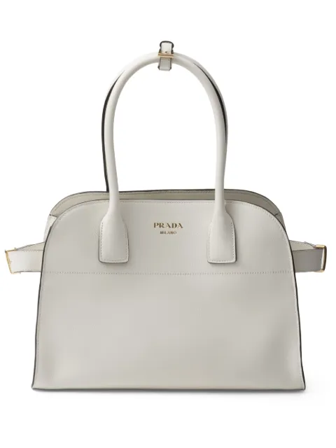 Prada medium logo-stamp leather tote bag