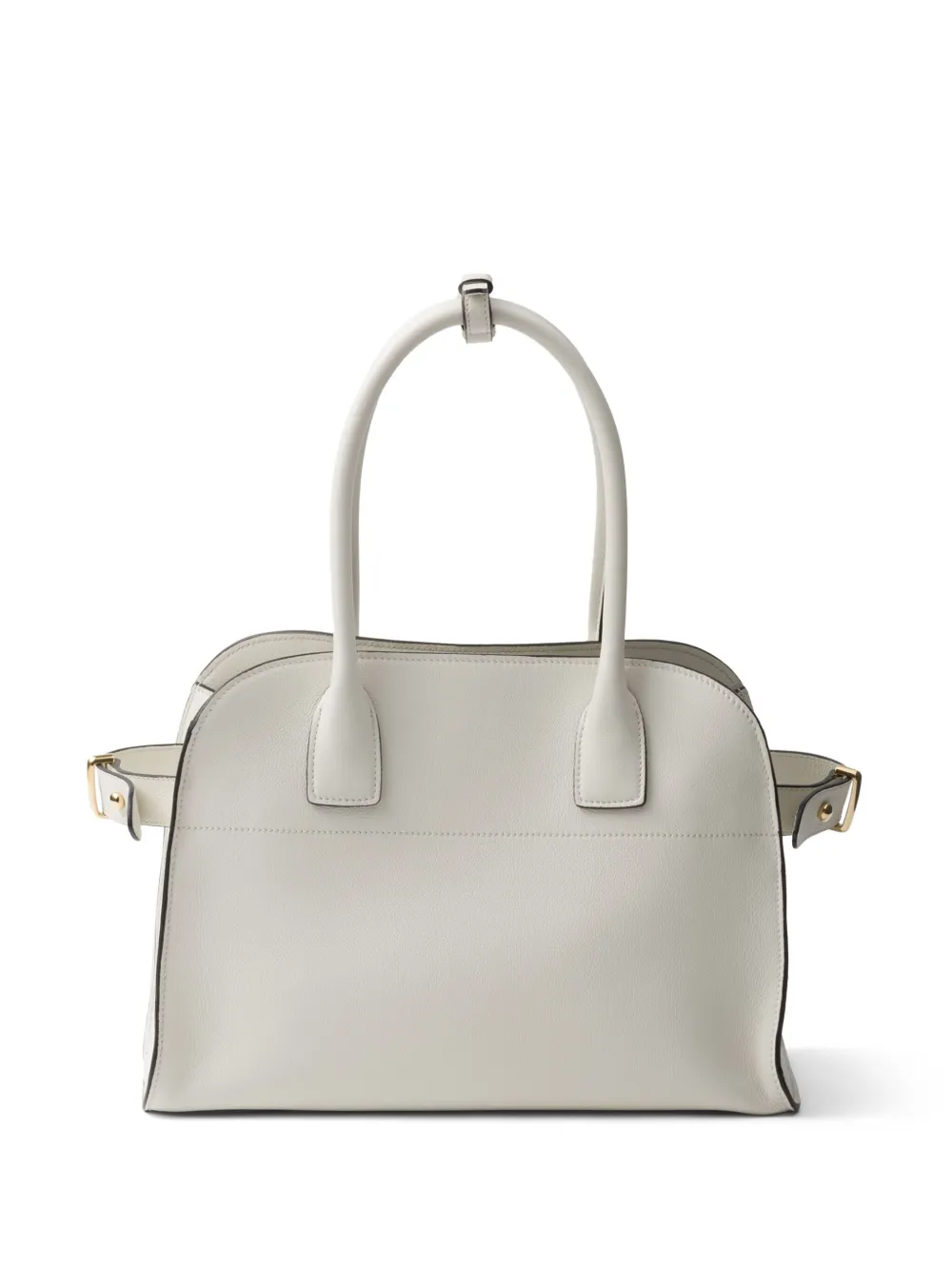 Shop Prada Medium Logo-stamp Leather Tote Bag In Weiss