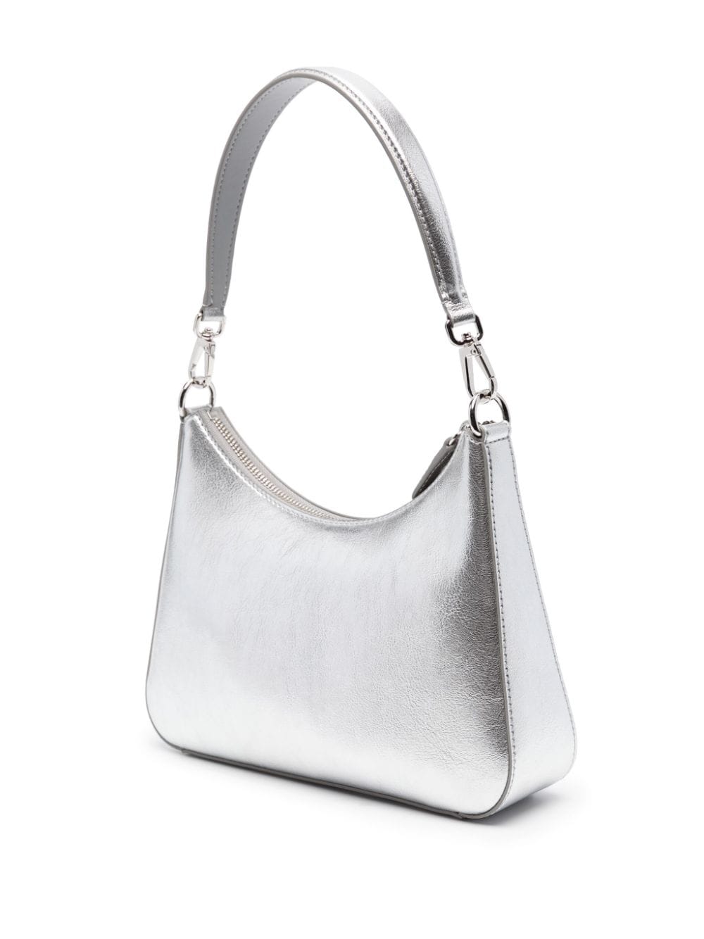 Shop Stella Mccartney Studded-logo Metallic Shoulder Bag In Silver