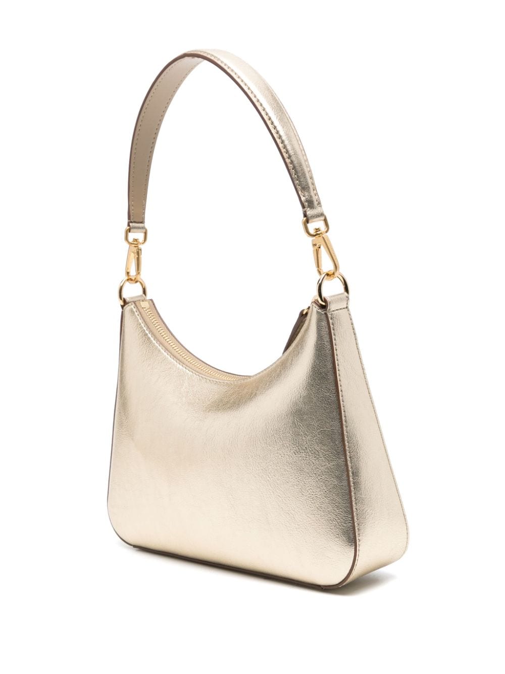 Shop Stella Mccartney Studded-logo Metallic Shoulder Bag In Gold