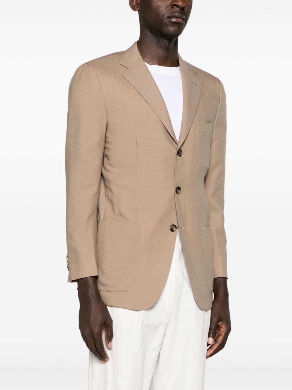 Shop Kiton Single-breasted Cashmere-blend Blazer In Brown