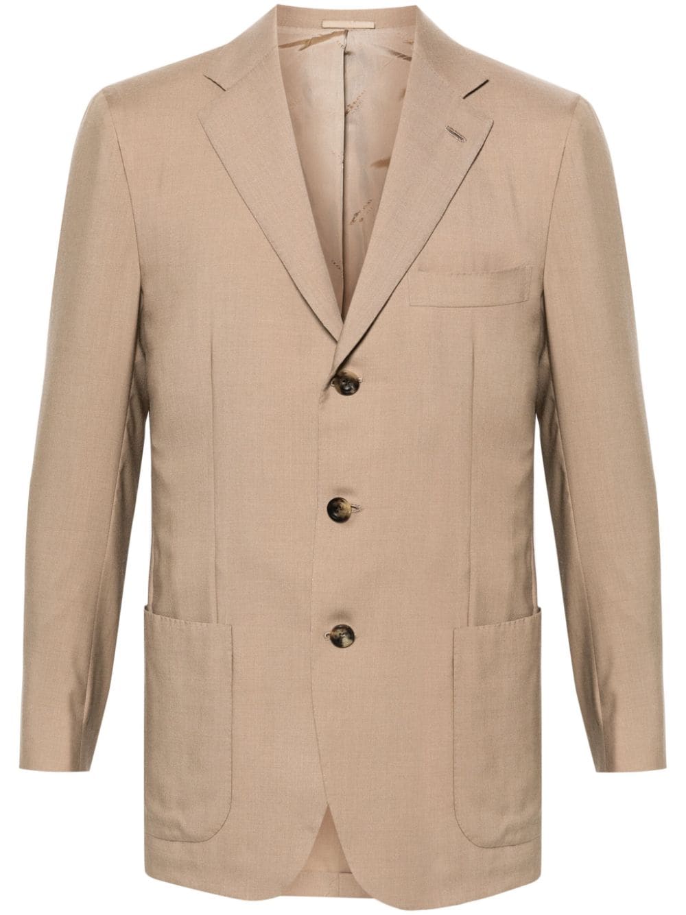 Kiton Single-breasted Cashmere-blend Blazer In Brown