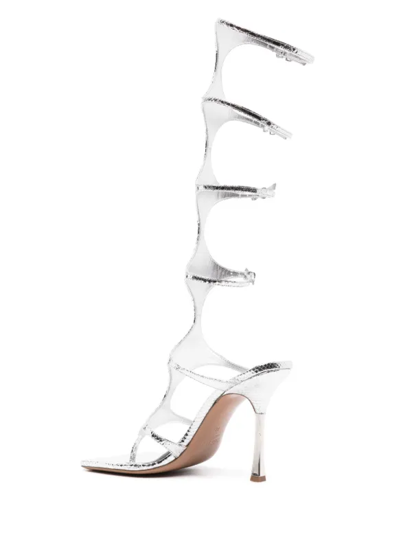 シューズ・サンダルその他 PARIS TEXAS Woman Heeled sandals Silver PX1141 SILVER Paris Texas Uma 100mm Metallic Sandals | Silver | FARFETCH