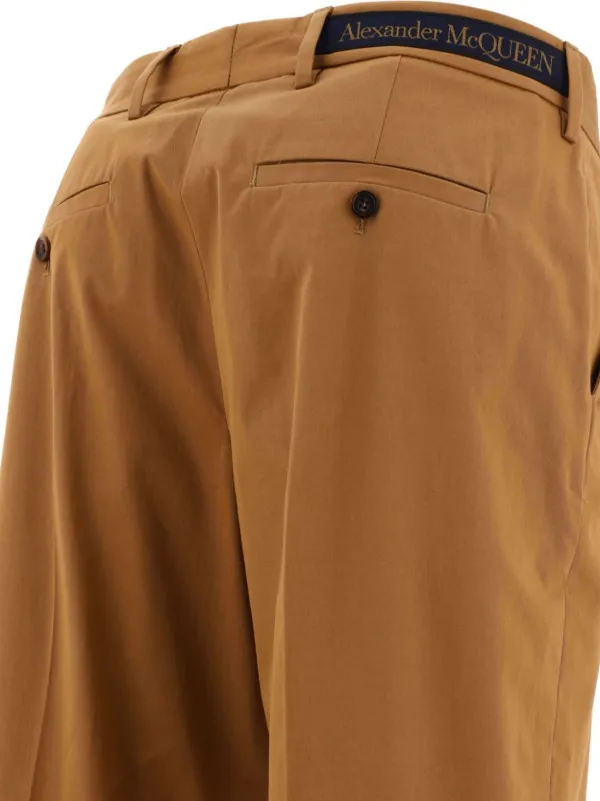 Alexander McQueen Gabardine straight-leg Trousers | Brown