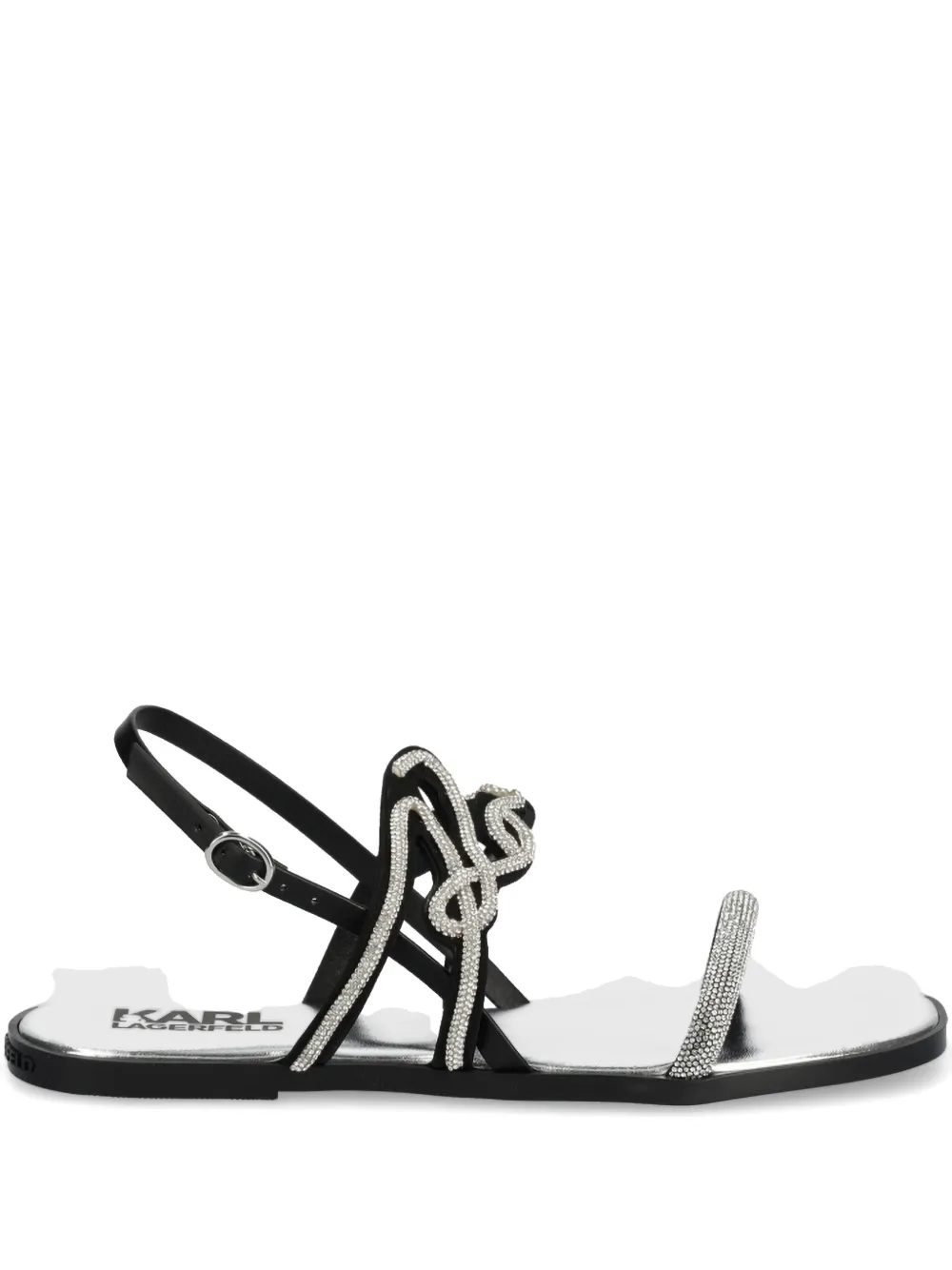 Karl Lagerfeld logo-lettering sandals Silver