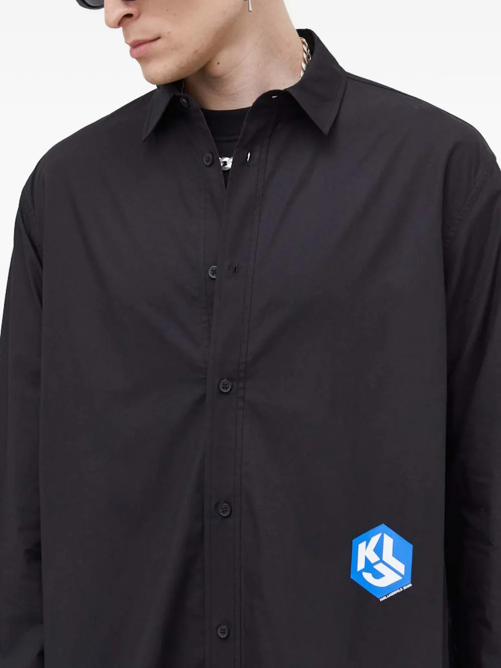 Karl Lagerfeld Jeans Overhemd met logopatch Zwart