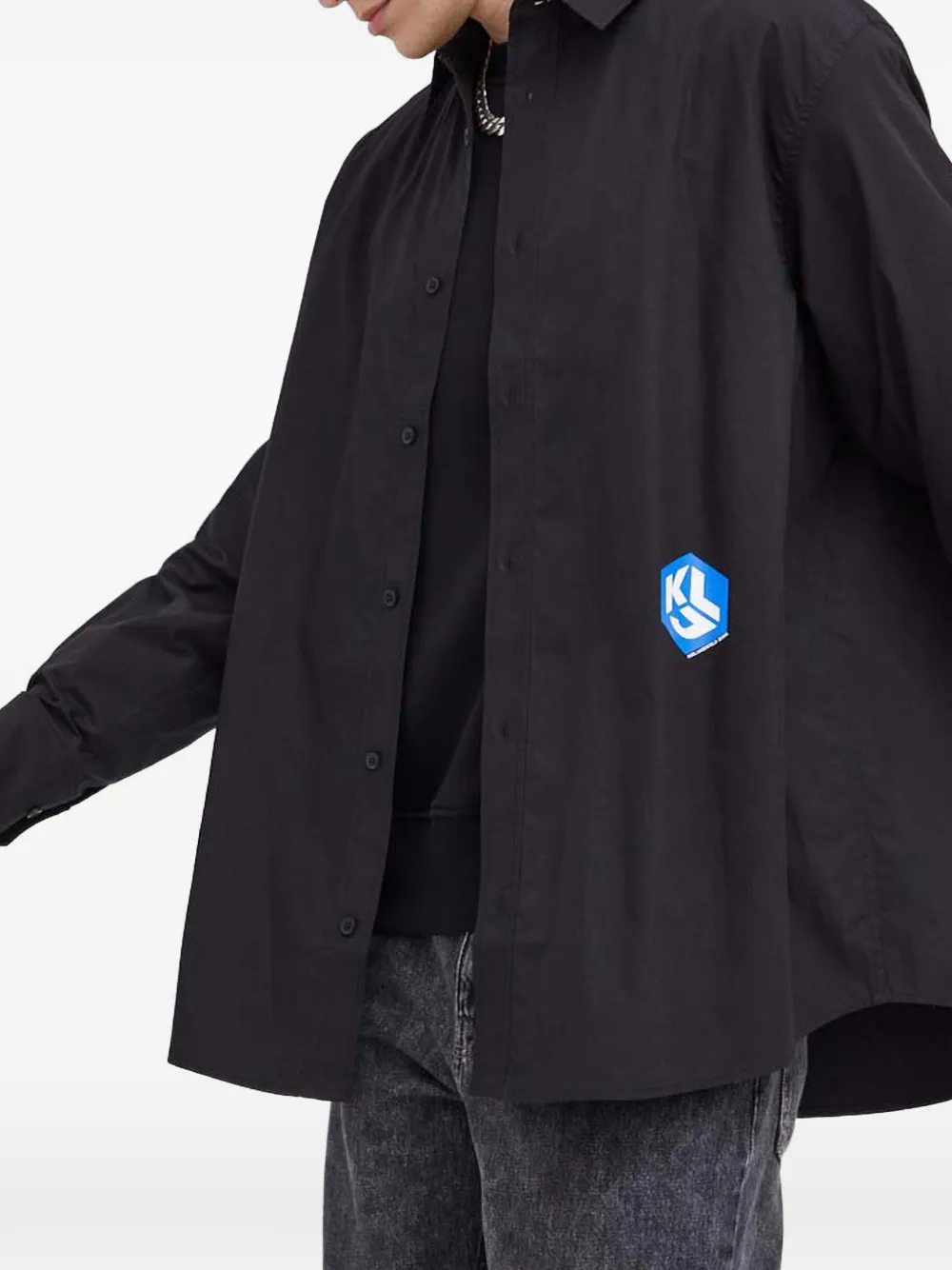 Karl Lagerfeld Jeans Overhemd met logopatch Zwart