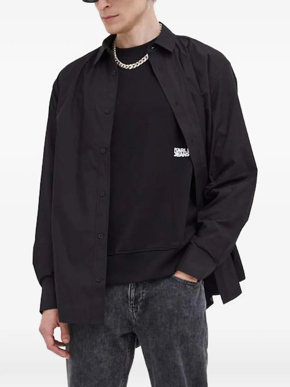 Karl Lagerfeld Jeans logo-patch shirt - Nero