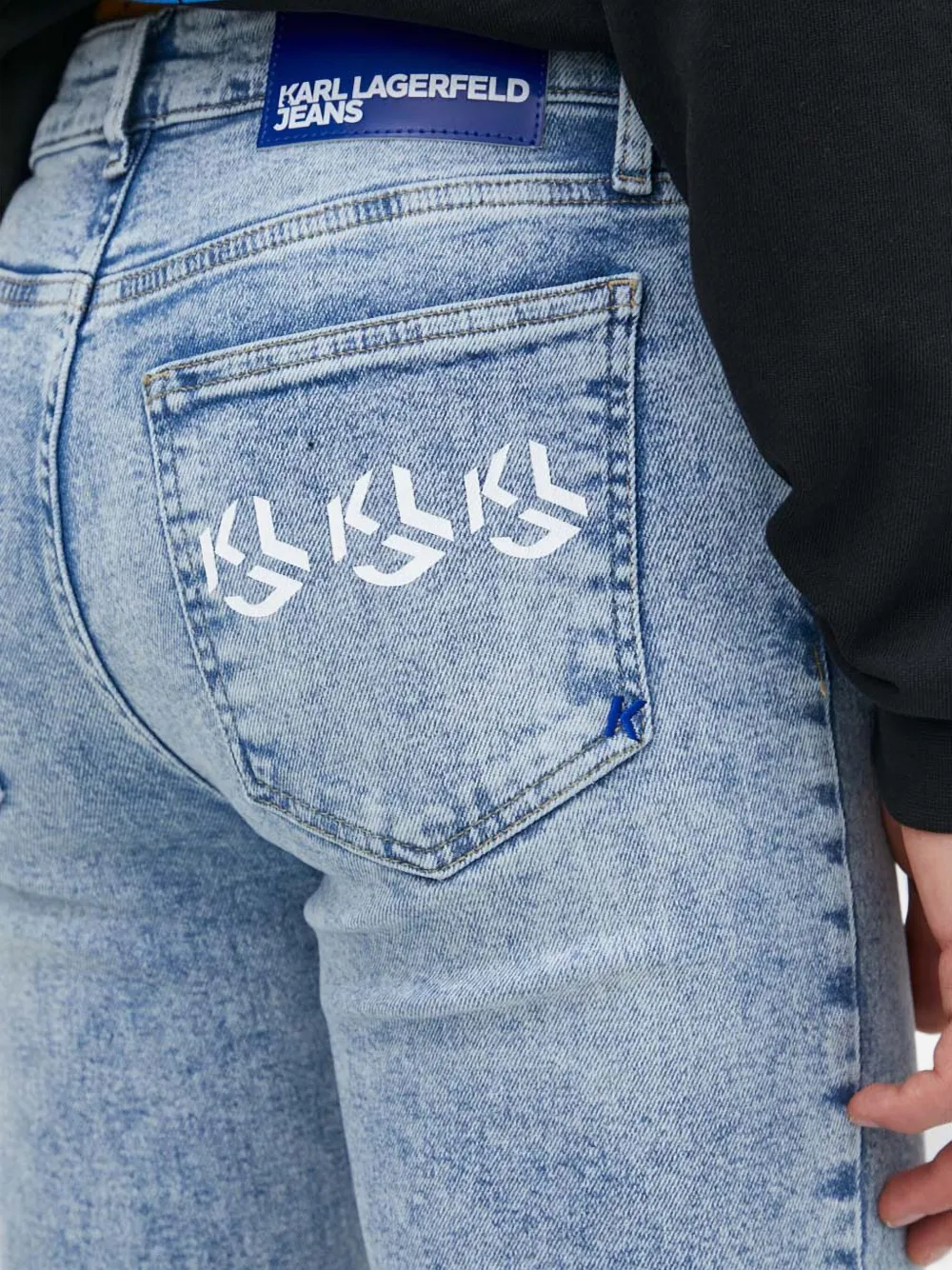 Karl Lagerfeld Jeans Skinny jeans met grafische zak Blauw