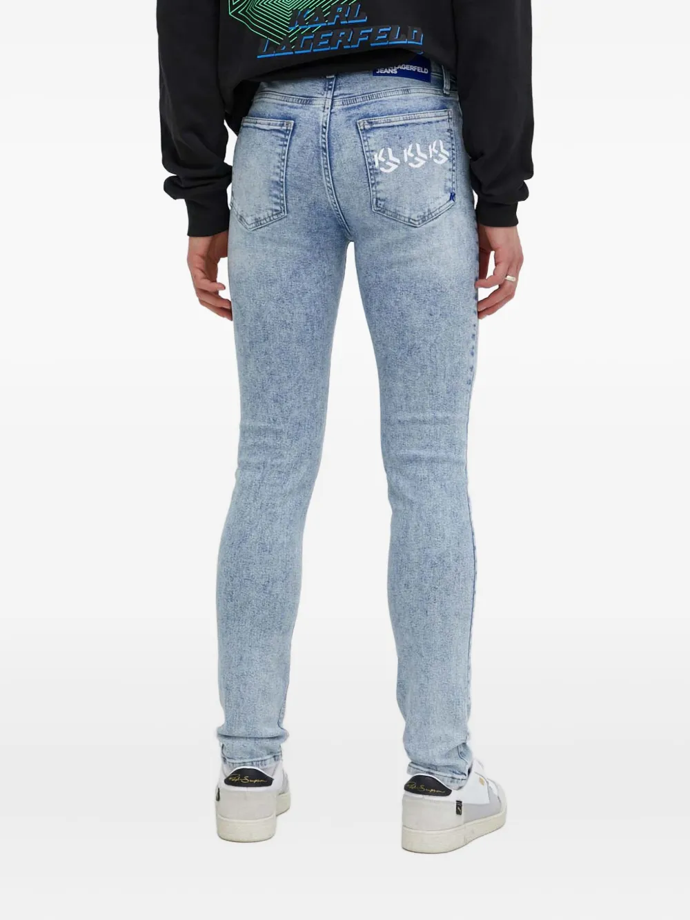 Karl Lagerfeld Jeans Skinny jeans met grafische zak Blauw