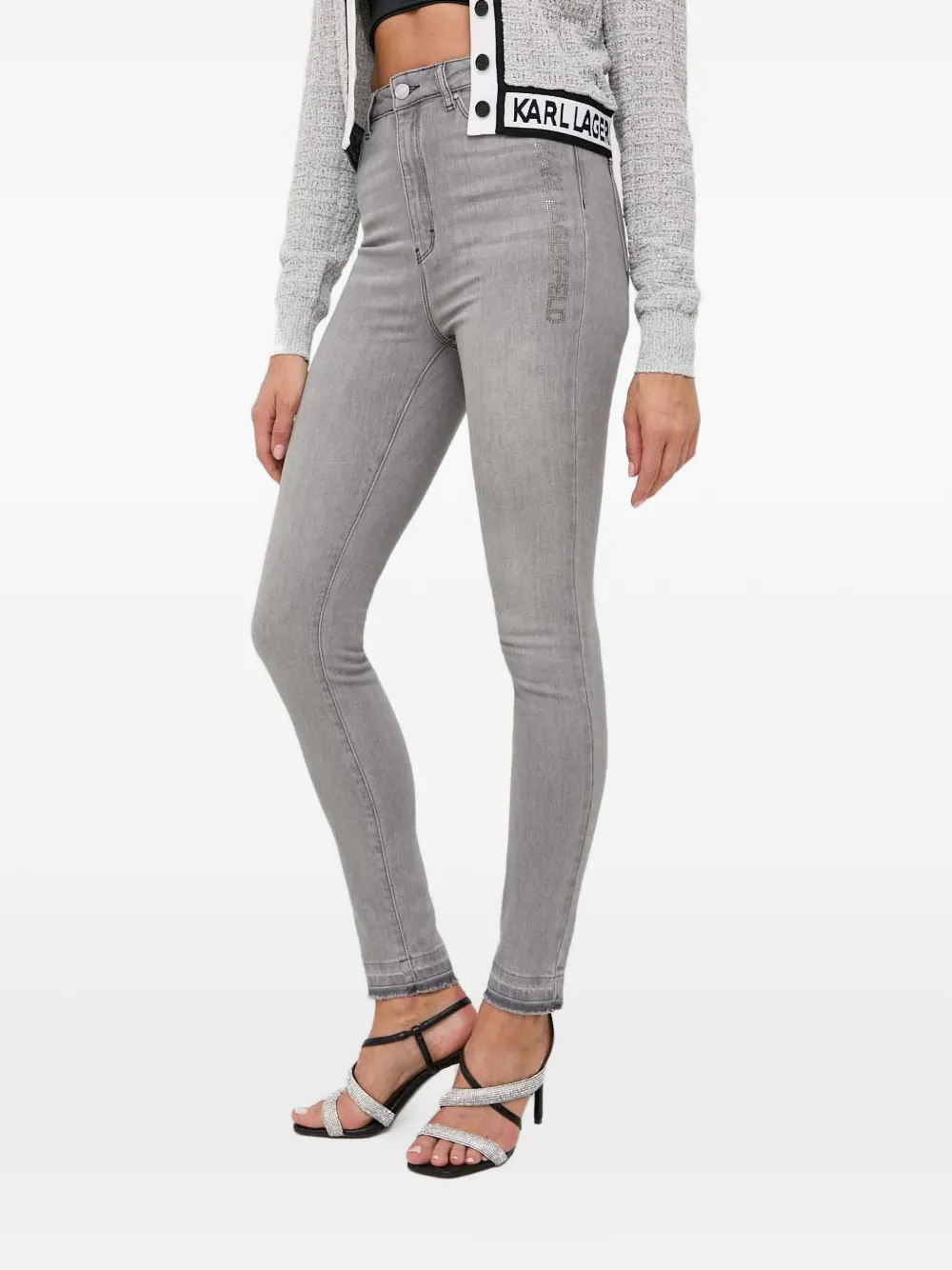 Karl Lagerfeld crystal-embellishment jeans - Grigio