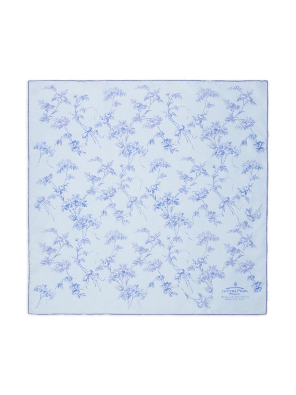 Shop Prada Floral-print Silk Foulard Scarf In Blue