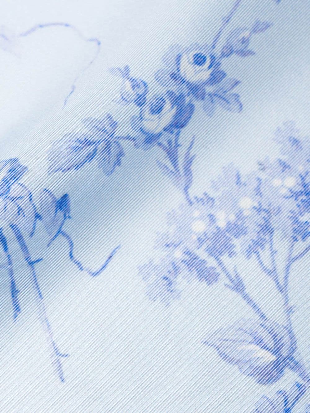 Shop Prada Floral-print Silk Foulard Scarf In Blue